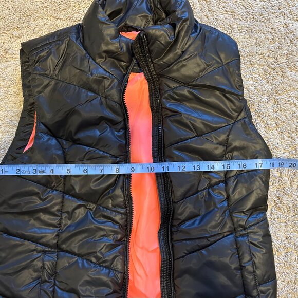 Aeropostale Black Puffer Vest, Hot Pink Lining Zip Size M - Picture 7 of 8